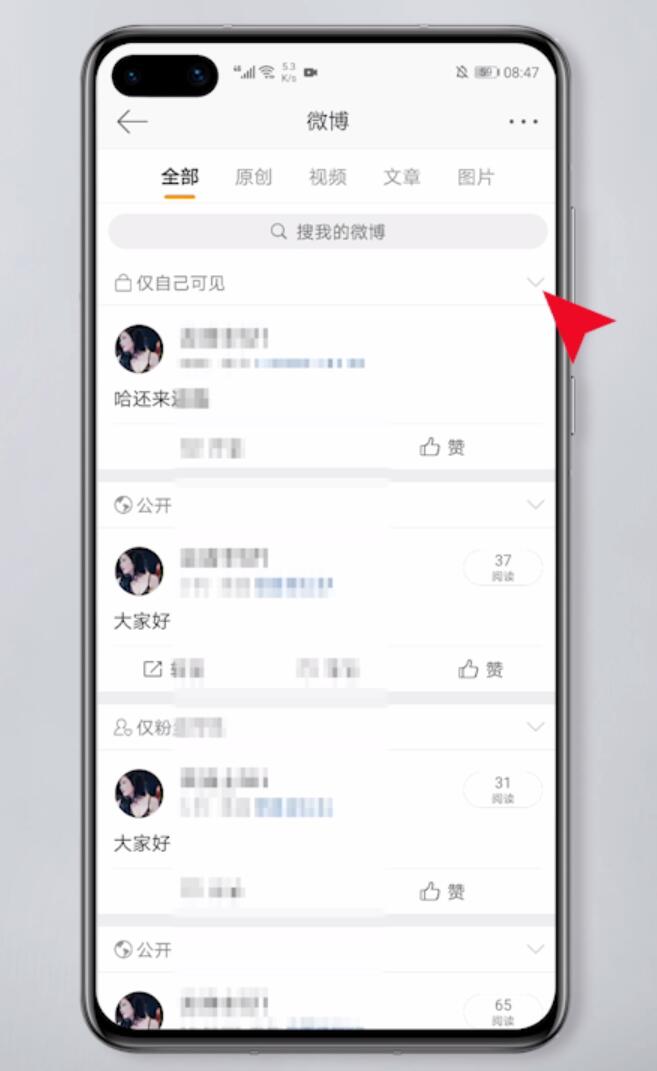 微博设置仅自己可见怎么恢复