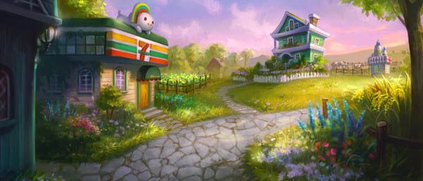 PS鼠绘梦幻的绿色卡通小村庄(18)