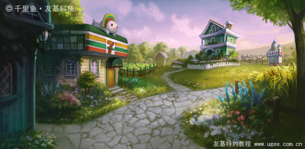 PS鼠绘梦幻的绿色卡通小村庄(16)