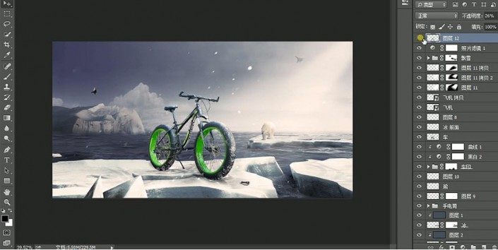 ps合成在北极的自行车海报(11)
