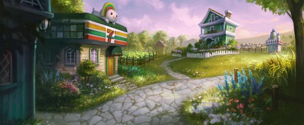 PS鼠绘梦幻的绿色卡通小村庄(17)