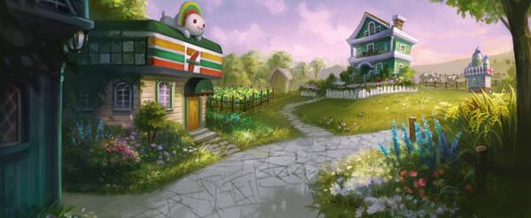PS鼠绘梦幻的绿色卡通小村庄(15)