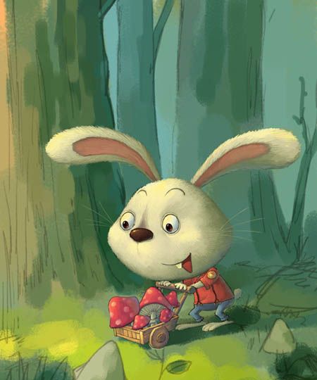 PS鼠绘在森林里采蘑菇的小兔子(13)