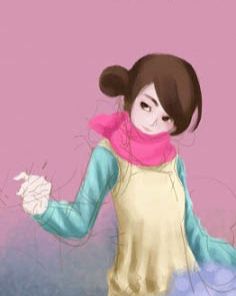 PS鼠绘可爱的围红围巾的小女孩(9)