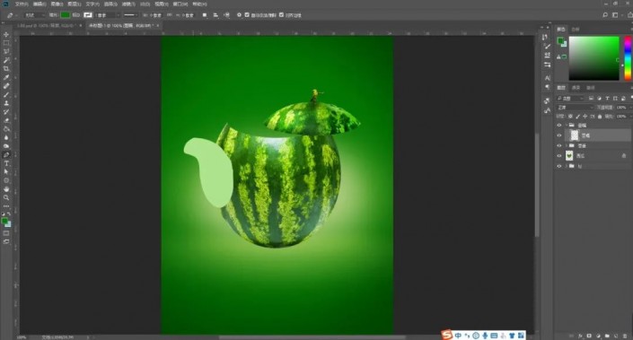 PS合成创意的西瓜茶壶(11)