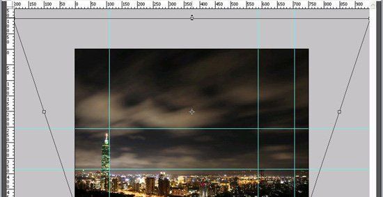 ps变换命令校正倾斜夜景的图片(6)