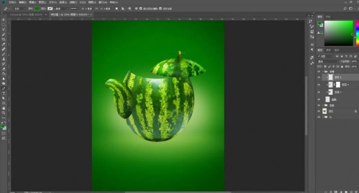 PS合成创意的西瓜茶壶(14)