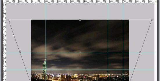 ps变换命令校正倾斜夜景的图片(5)