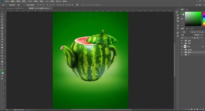 PS合成创意的西瓜茶壶(25)