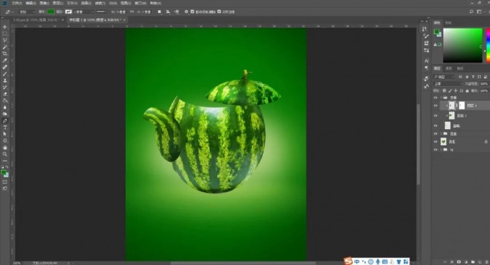 PS合成创意的西瓜茶壶(13)
