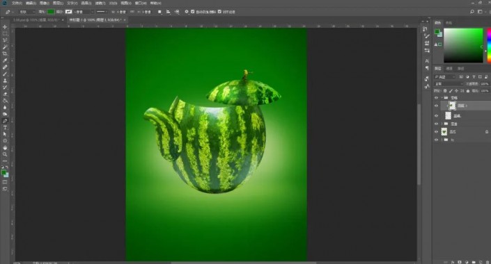 PS合成创意的西瓜茶壶(12)