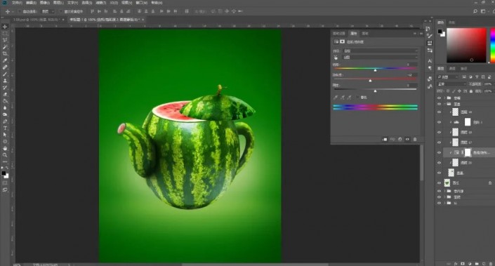 PS合成创意的西瓜茶壶(31)