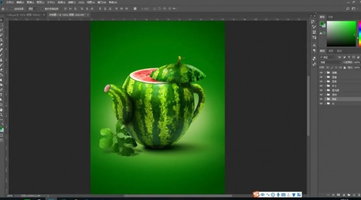 PS合成创意的西瓜茶壶(38)