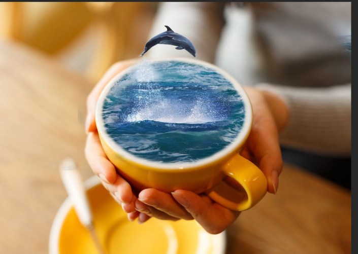 PS合成咖啡杯里的大海(7)