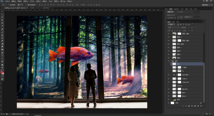 ps制作超现实森林观鱼场景(22)