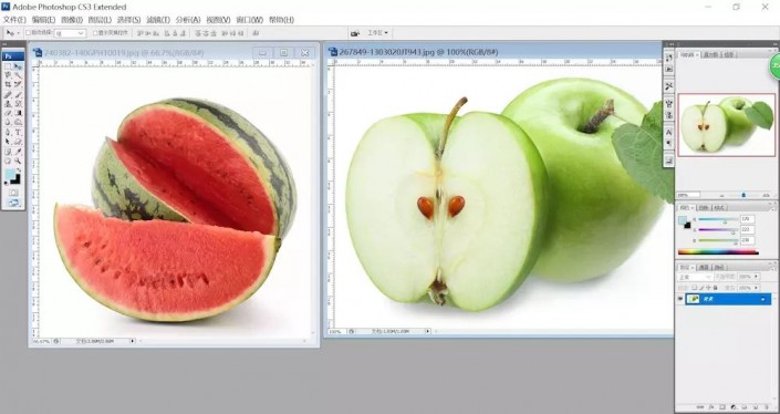 如何用ps把西瓜嫁接到苹果上(1)