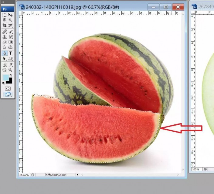 如何用ps把西瓜嫁接到苹果上(3)
