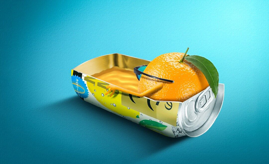 PS合成夏日趣味橙子饮料的创意照片