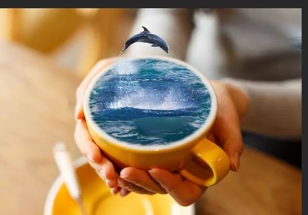 PS合成咖啡杯里的大海(5)