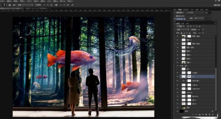 ps制作超现实森林观鱼场景(26)