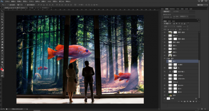 ps制作超现实森林观鱼场景(24)