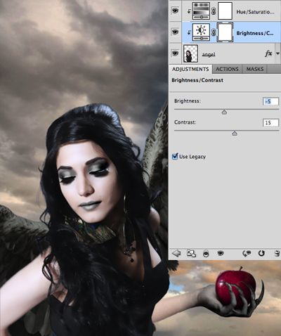 PS合成手拿苹果的堕落天使后期修图教程(25)