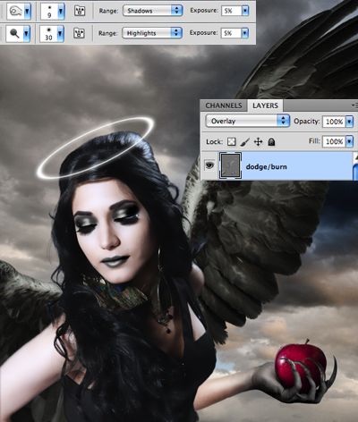 PS合成手拿苹果的堕落天使后期修图教程(29)