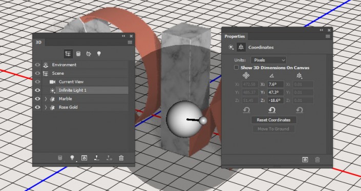 PS中的3D功能设计大理石玫瑰材质的文字(36)