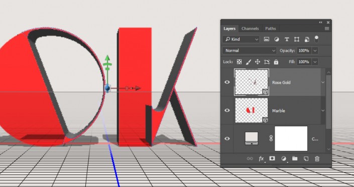 PS中的3D功能设计大理石玫瑰材质的文字(15)