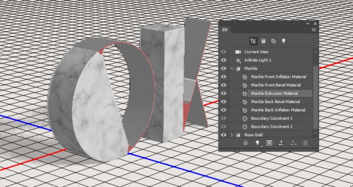 PS中的3D功能设计大理石玫瑰材质的文字(26)