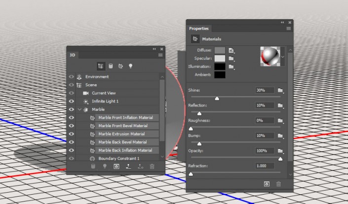 PS中的3D功能设计大理石玫瑰材质的文字(19)