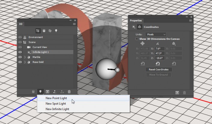 PS中的3D功能设计大理石玫瑰材质的文字(37)