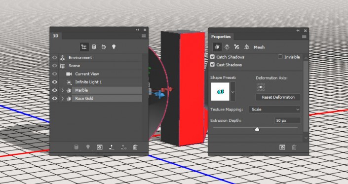 PS中的3D功能设计大理石玫瑰材质的文字(17)