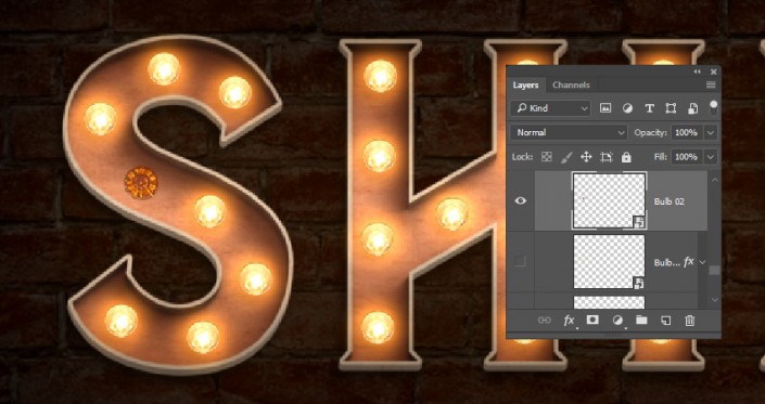 在PS中创建3D跑马灯灯泡标志文字效果(52)