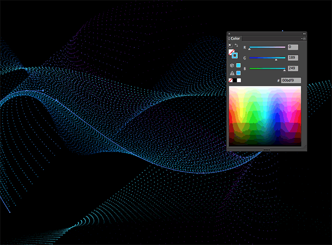 llustrator绘制抽象风格的粒子波特效教程(10)