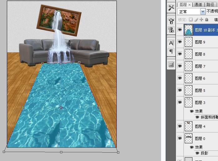 Photoshop创意图片合成之沙发流水效果(14)
