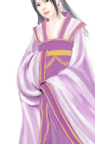 PS鼠绘身着紫裙的古典美女(23)