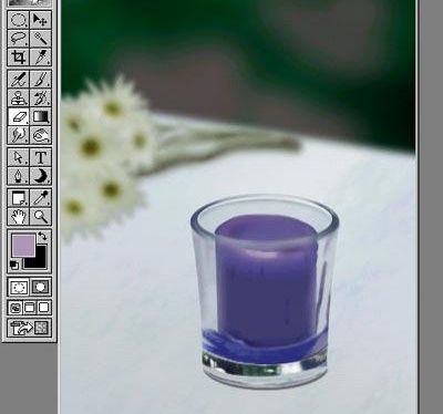 Photoshop鼠绘透明杯中的蓝色蜡烛(14)