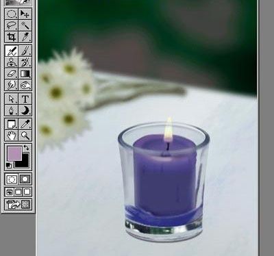Photoshop鼠绘透明杯中的蓝色蜡烛(16)