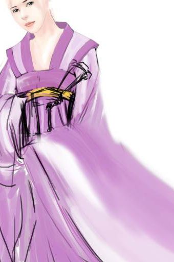 PS鼠绘身着紫裙的古典美女(20)