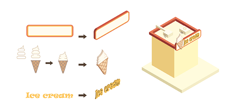 AI绘制等距视角风格冰淇淋小屋(11)