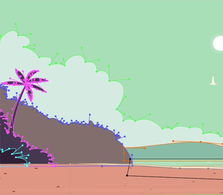 AI绘制海边度假的清凉场景插画(2)