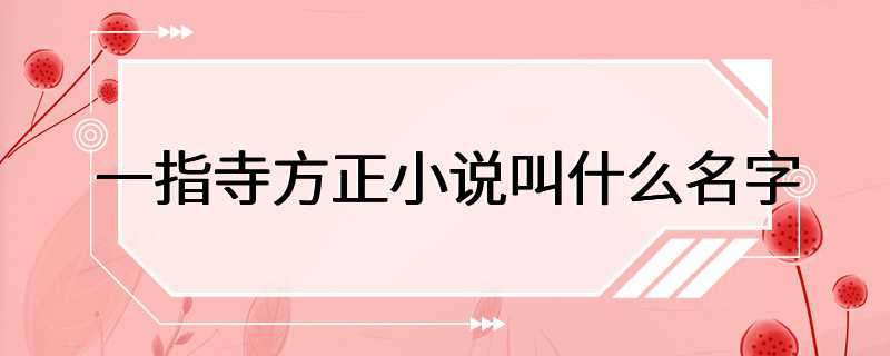 一指寺方正小说叫什么名字