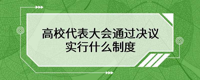 高校代表大会通过决议实行什么制度