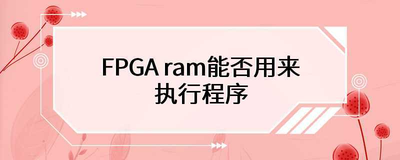 FPGA ram能否用来执行程序