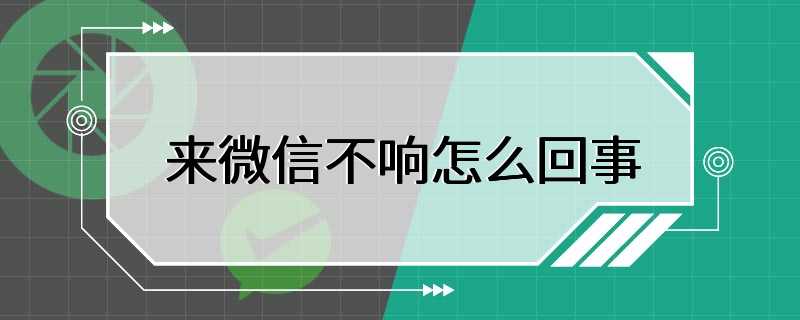 来微信不响怎么回事