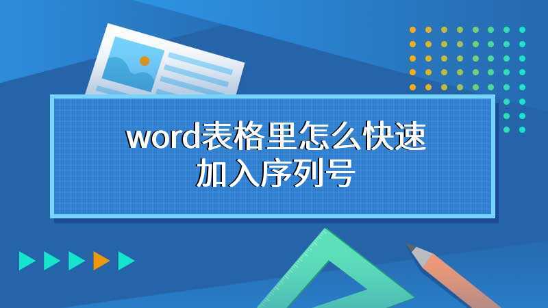 word表格里怎么快速加入序列号