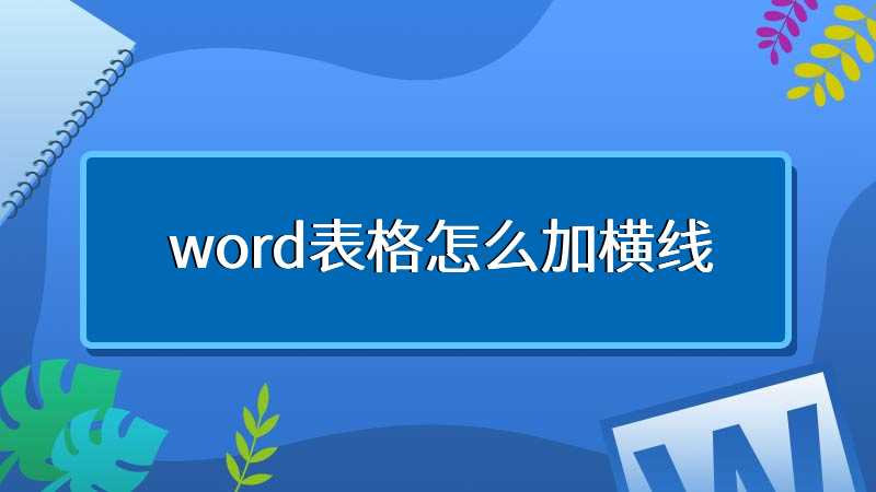 word表格怎么加横线