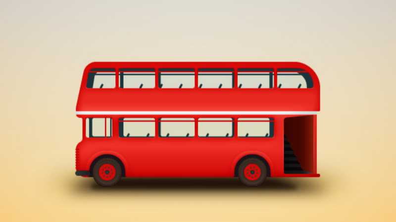 AI绘制细节丰富的红色大巴车